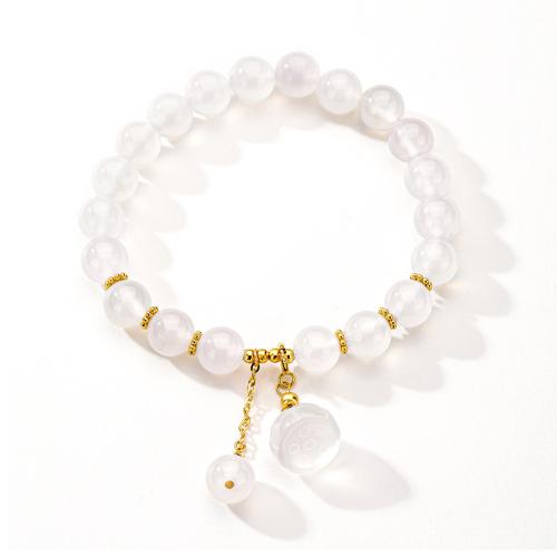 فضة أساور, فضة 925, مع الأبيض العقيق, مجوهرات الموضة & للمرأة, Diameter:53MM, تباع بواسطة PC