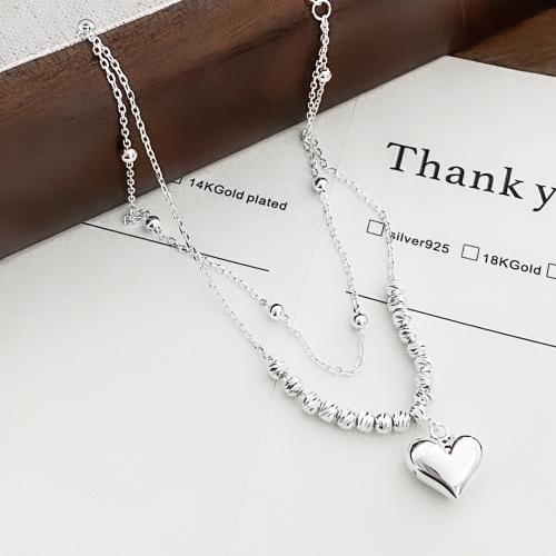 Fashion Sterling Silver Anklet 925 Sterling Silver with 4cm extender chain Heart fashion jewelry & for woman Length Approx 21.5 cm Sold By PC