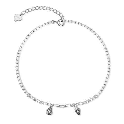 Srebrna bransoletka ze srebra próby 925, 925 Srebro, ze 4cm przedłużeniami łańcuszka, biżuteria moda & dla kobiety, długość około 21.5 cm, sprzedane przez PC