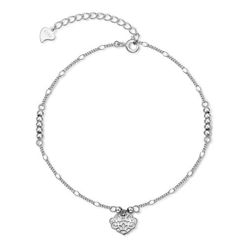 Fashion Sterling Silver Anklet, 925 Sterling Silver, with 4cm extender chain, fashion jewelry & for woman, Length:Approx 21.5 cm, Sold By PC