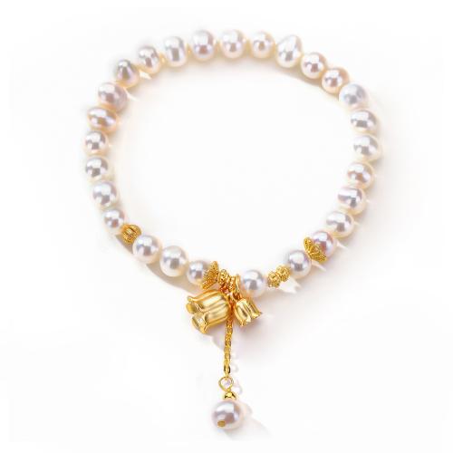 Bracelets en argent sterling, Argent sterling 925, avec perle d'eau douce cultivée, bijoux de mode & pour femme, Diameter:78MM, Vendu par PC