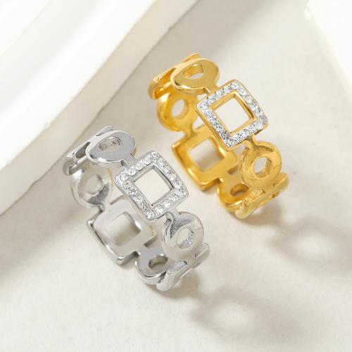 Rhinestone Stainless Steel Finger Ring, 304 Stainless Steel, Unisex & different size for choice & with rhinestone, more colors for choice, Sold By PC