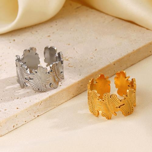 Rustfrit stål fingre Ringe, 304 rustfrit stål, Leaf, mode smykker & for kvinde, flere farver til valg, Solgt af PC