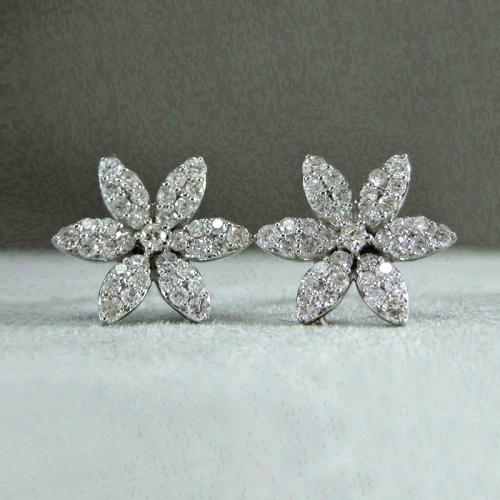 Cubic Zirconia Micro Pave Brass Earring Flower fashion jewelry & micro pave cubic zirconia & for woman 13mm Sold By Pair