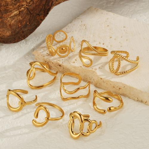 Edelstahl Ringe, 304 Edelstahl, Modeschmuck & verschiedene Stile für Wahl & für Frau, goldfarben, verkauft von PC