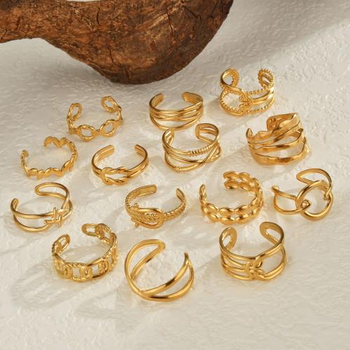 Палец кольцо из нержавеющей стали, Нержавеющая сталь 304, ювелирные изделия моды & разные стили для выбора & Женский, Золотой, продается PC