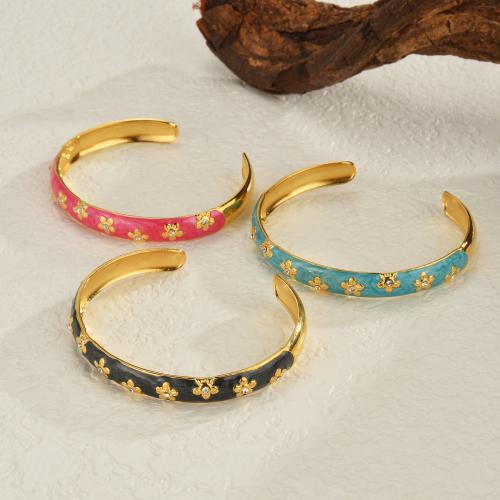 Stainless Steel Bangle 304 Stainless Steel for woman & enamel & with rhinestone 9mm Inner Approx 60mm Sold By PC