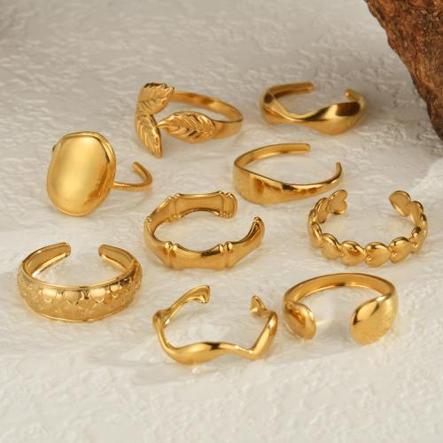 Stainless Steel Finger Ring, 304 Stainless Steel, fashion jewelry & different styles for choice & for woman, golden, Sold By PC