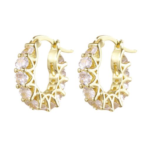 Cubic Zirconia Micro Pave Brass Earring, 18K gold plated, fashion jewelry & micro pave cubic zirconia & for woman, 18x7mm, Sold By Pair