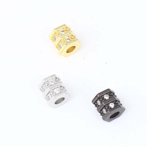 Cubic Zirconia Micro Pave Brass Beads, plated, DIY & micro pave cubic zirconia, more colors for choice, nickel, lead & cadmium free, 7.40x7.40x6.70mm, Sold By PC