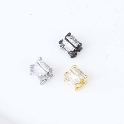 Cubic Zirconia Micro Pave Brass Beads, plated, DIY & micro pave cubic zirconia, more colors for choice, nickel, lead & cadmium free, 7.80x8.20x6.90mm, Sold By PC