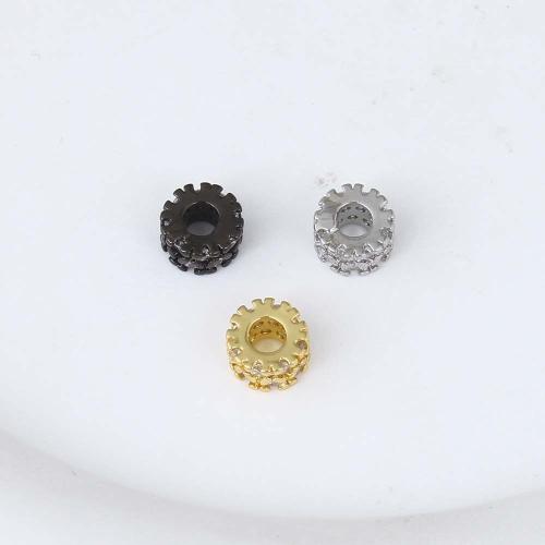 Cubic Zirconia Micro Pave Brass Beads, plated, DIY & micro pave cubic zirconia, more colors for choice, nickel, lead & cadmium free, 7x6.90x4.50mm, Sold By PC