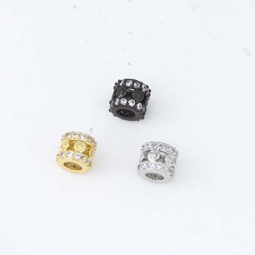 Cubic Zirconia Micro Pave Brass Beads, plated, DIY & micro pave cubic zirconia, more colors for choice, nickel, lead & cadmium free, 7.20x7.20x6.30mm, Sold By PC