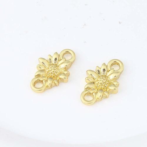 Brass Jewelry Connector, Flower, gold color plated, DIY & 1/1 loop, nickel, lead & cadmium free, 18.40x11.90x3.20mm, Sold By PC