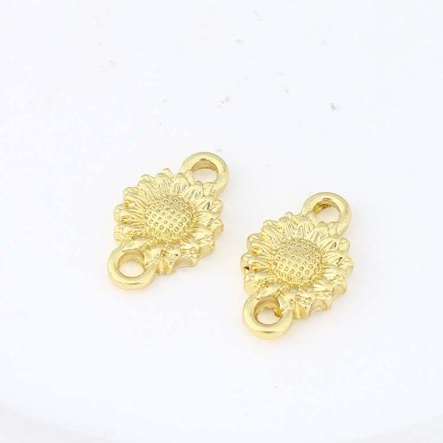 Brass Jewelry Connector, Sunflower, gold color plated, DIY & 1/1 loop, nickel, lead & cadmium free, 18.20x11.20x3mm, Sold By PC