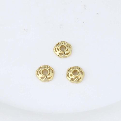 Brass Bead Cap, Flower, gold color plated, DIY, nickel, lead & cadmium free, 7.10x7.10x2.50mm, Sold By PC
