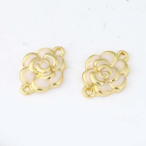 Brass Jewelry Connector, Rose, gold color plated, DIY & enamel & 1/1 loop, nickel, lead & cadmium free, 20x14.90x4mm, Sold By PC