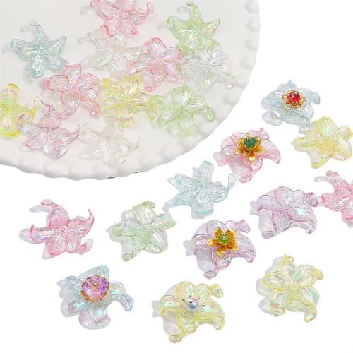 Acrylic Jewelry Beads, Flower, DIY, more colors for choice, 30x30mm, 4PCs/Bag, Sold By Bag