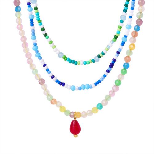 Titanstahl Halskette, mit Naturstein & Achat, Modeschmuck & verschiedene Stile für Wahl & für Frau, verkauft von PC