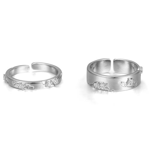 Модные кольца, цинковый сплав, Мужская & разные стили для выбора & инкрустированное микро кубического циркония, серебряный, продается PC