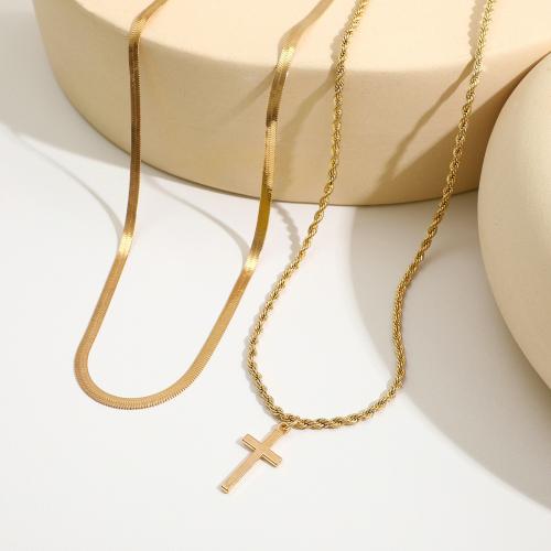Zinc Alloy Jewelry Necklace with 7cm extender chain 2 pieces & fashion jewelry & Unisex gold Length 41 cm 45 cm Sold By Set