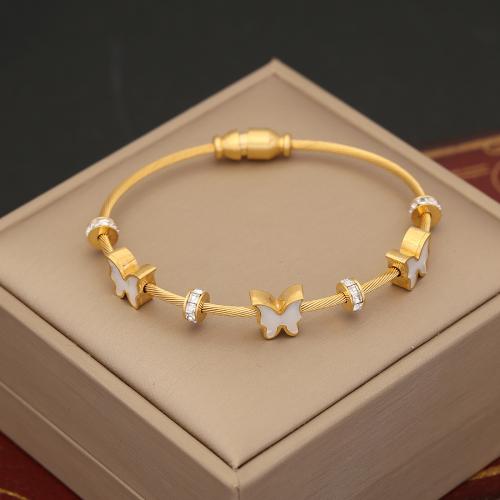 Stainless Steel Jewelry Bracelet 304 Stainless Steel with Cubic Zirconia fashion jewelry & for woman gold Length 20 cm Sold By PC