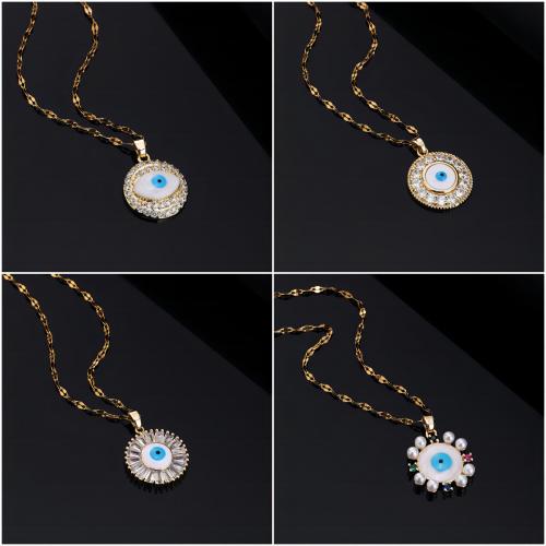 Messing Halskette, mit kubischer Zirkonia, mit Verlängerungskettchen von 5cm, 18K vergoldet, Modeschmuck & verschiedene Stile für Wahl & für Frau, Länge 40 cm, verkauft von PC