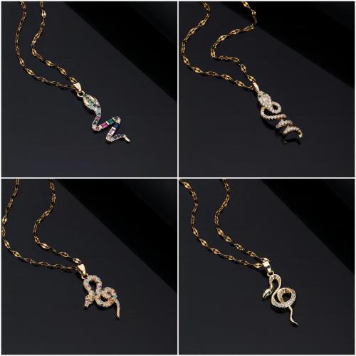 Brass Necklace, with Cubic Zirconia, with 5cm extender chain, 18K gold plated, fashion jewelry & different styles for choice & for woman, Length:40 cm, Sold By PC