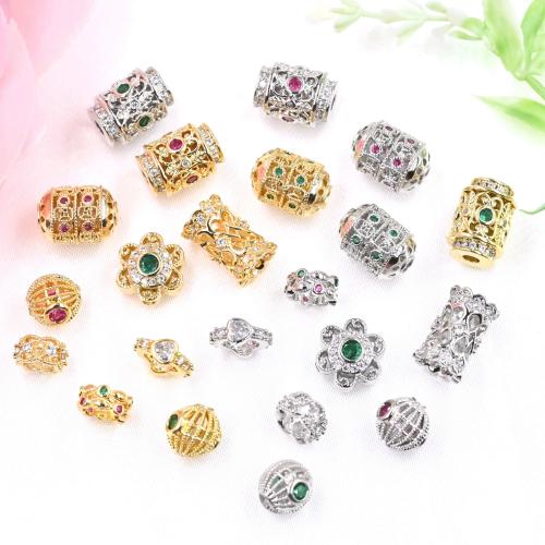 Brass Spacer Beads, plated, DIY & different styles for choice & micro pave cubic zirconia, more colors for choice, 10PCs/Bag, Sold By Bag