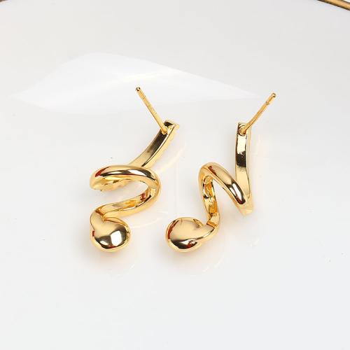 Brass Earring Post, cobre, banhado a ouro genuino, DIY & micro pavimento em zircônia cúbica, dourado, 20mm, vendido por par