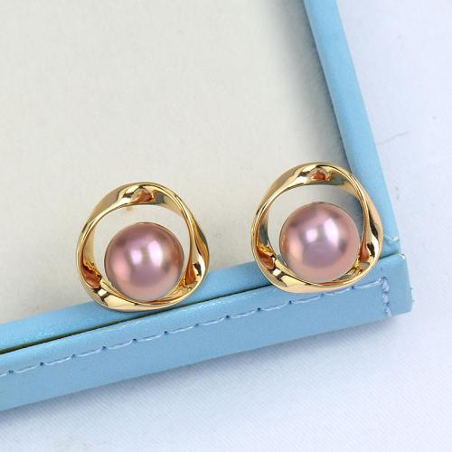 Brass Earring Stud Component real gold plated DIY golden 18mm Sold By Pair