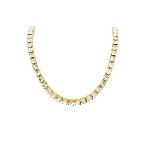 Titanium Steel Necklace, Unisex & different size for choice & micro pave cubic zirconia, golden, Sold By PC