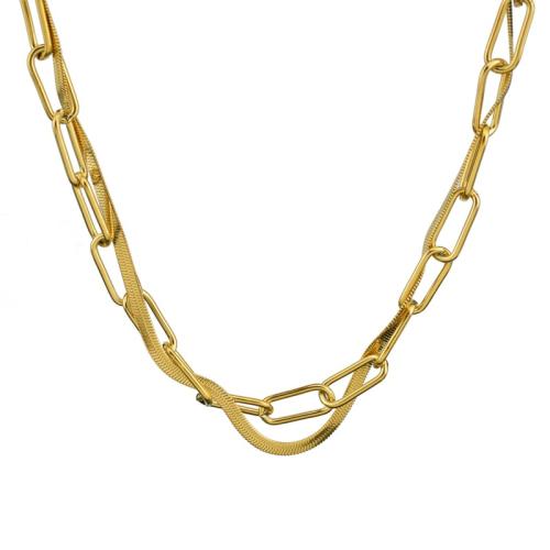 Collar de Acero Titanio, Partículas de acero, con 5cm extender cadena, unisexo, dorado, longitud:40 cm, Vendido por UD