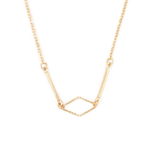 Zinc Alloy Necklace with Brass & Iron Rhombus gold color plated fashion jewelry & for woman & hollow Length Approx 43-50 cm Sold By PC