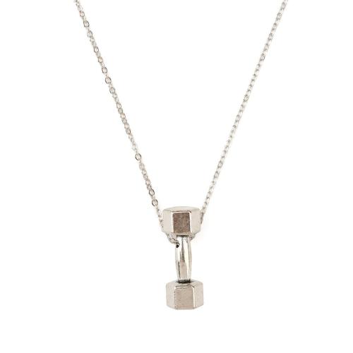 Zinc Alloy Necklace with Brass & Iron with 2.75inch extender chain Barbell platinum color plated fashion jewelry & for woman Length Approx 16.93 Inch Sold By PC