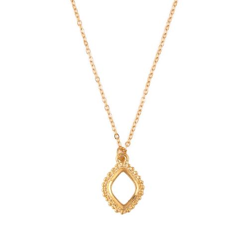 Zinc Alloy Necklace with Brass & Iron with 2.75inch extender chain Rhombus gold color plated for woman & hollow Length Approx 16.93 Inch Sold By PC