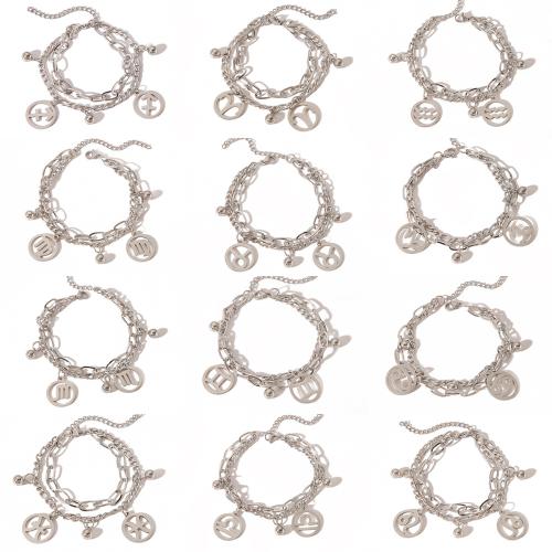 304 Stainless Steel Bracelet, with 2inch extender chain, 12 Signs of the Zodiac, different styles for choice & for woman, original color, Length:Approx 7 Inch, Sold By PC