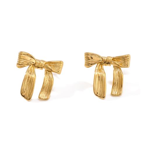 304 Stainless Steel Stud Earring Bowknot plated fashion jewelry & for woman Sold By Pair