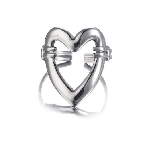 304 Stainless Steel Cuff Finger Ring, Heart, plated, for woman & hollow, more colors for choice, US Ring Size:8, Sold By PC