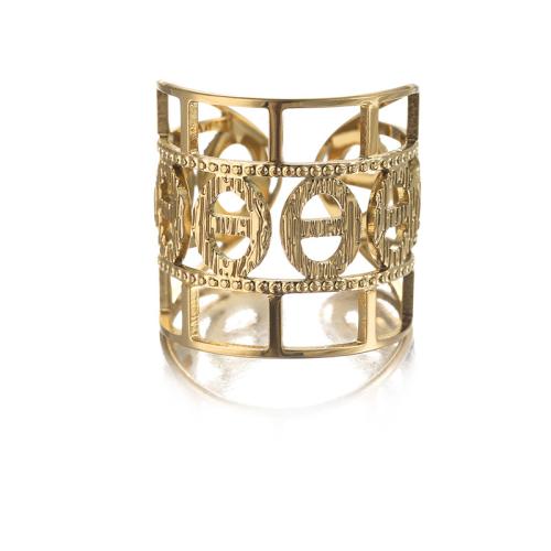 304 Stainless Steel Cuff Finger Ring, Geometrical Pattern, plated, for woman & hollow, more colors for choice, US Ring Size:7-8, Sold By PC