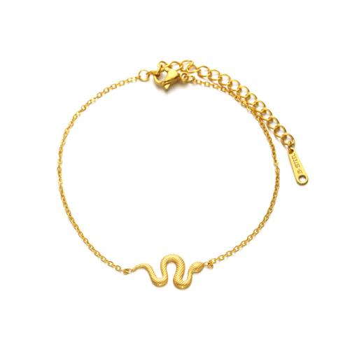 Acier inoxydable 304 bracelet, avec 2.2inch chaînes de rallonge, serpent, Placage, bijoux de mode & pour femme, plus de couleurs à choisir, Longueur:Environ 6.7 pouce, Vendu par PC