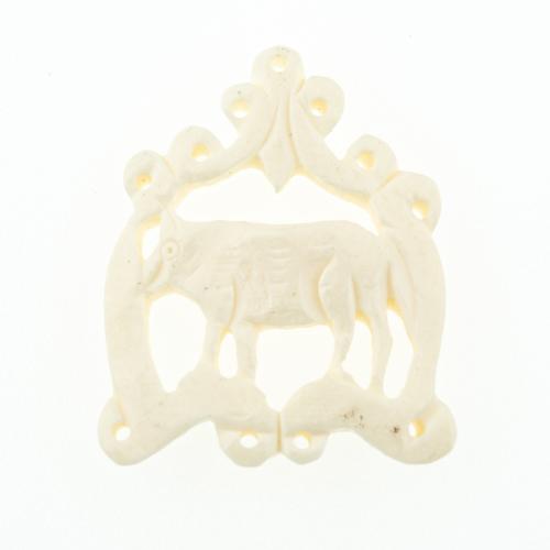 Ox os Pendentif, bœuf, DIY, 33x24x5mm, Trou:Environ 1mm, Vendu par PC