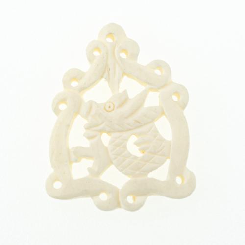 Ox Bone Pendant, Dragon, DIY, 35x27x4mm, Hole:Approx 1mm, Sold By PC