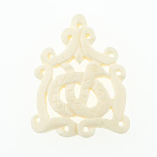 Bone wół Wisiorek, Wąż, DIY, 34x27x4mm, otwór:około 1mm, sprzedane przez PC