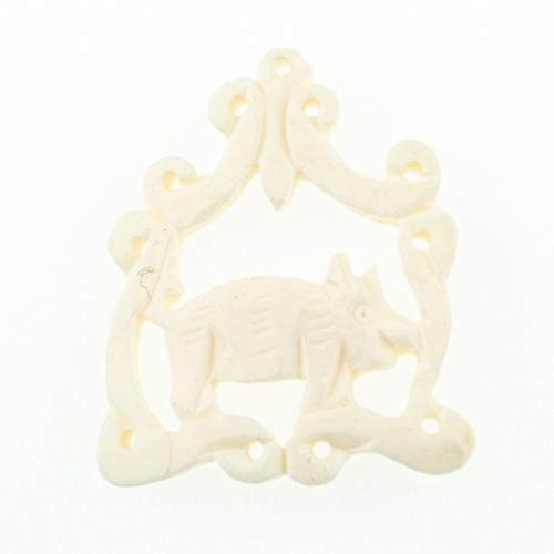 Ox Bone Pendant, Pig, DIY, 33x27x4mm, Hole:Approx 1mm, Sold By PC