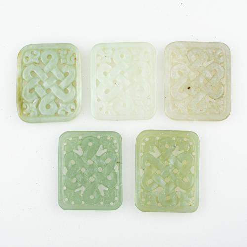 Natural Jade Pendants, Jade New Mountain, random style & DIY & mixed & hollow, 53x43x6mm, 5PCs/Lot, Sold By Lot