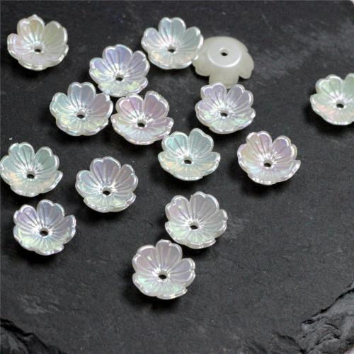 Acrylic Bead Cap, Flower, DIY & different size for choice, multi-colored, 50PCs/Bag, Sold By Bag