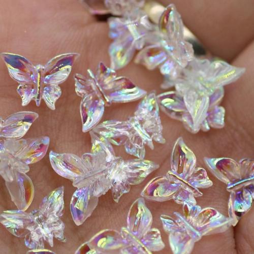 3D Nail Art Decoration, Resin, Butterfly, DIY, multi-colored, 8x11mm, 50PCs/Bag, Sold By Bag