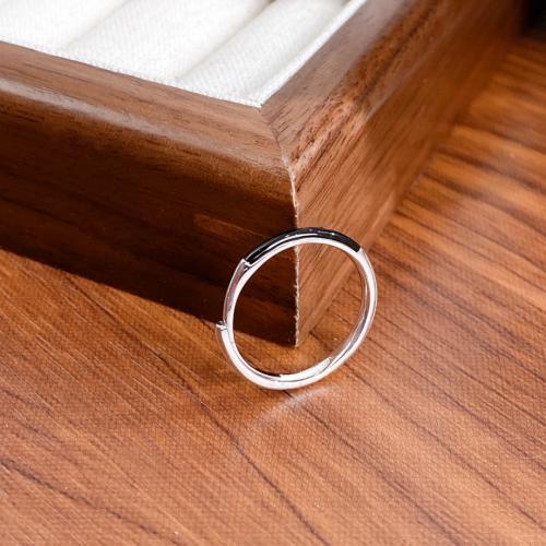 Sterling Silver Jewelry Finger Ring, 925 sterline d'argento, with agata nero, gioielli di moda & per la donna, Misura:7, Venduto da PC
