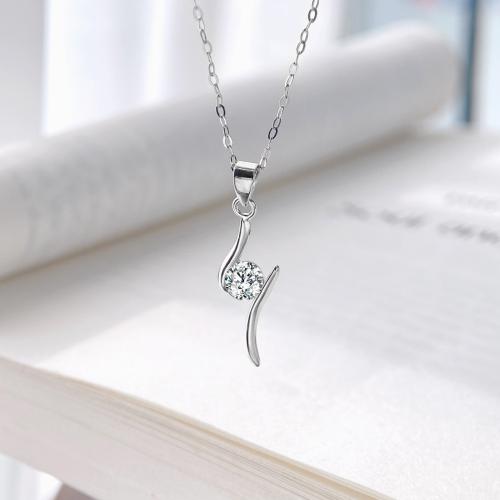 925 Sterling Silver Necklaces fashion jewelry & for woman & with rhinestone Length Approx 45 cm Sold By PC